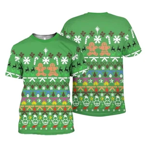 Christmas Gingerbread 3D T-shirt Full Sizes S-5XL - Picture 1 of 2