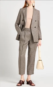 BRUNO CUCINELLI Linen Check Trousers Pants Check Sz 40 4 $2271 - Picture 1 of 4