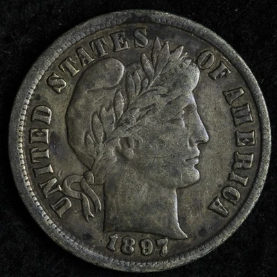 1897 Barber Silver Dime XF E338 TACF - Image 1 of 2