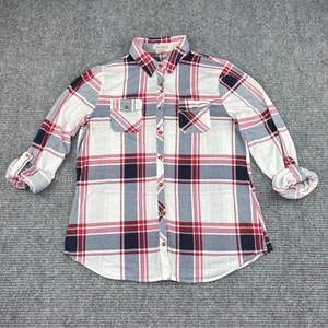 Passport Women's Plaid Button Up Shirt Size XL Roll Tab Long Sleeve - Picture 1 of 17