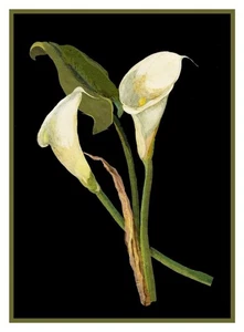 Calla Lily Flowers inspired Mary Delany Counted Cross Stitch Pattern - Picture 1 of 5