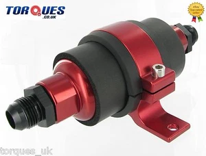 AN -10 (AN10 JIC -10) Red Anodised Billet Fuel Filter 30 Micron And Cradle - Picture 1 of 2