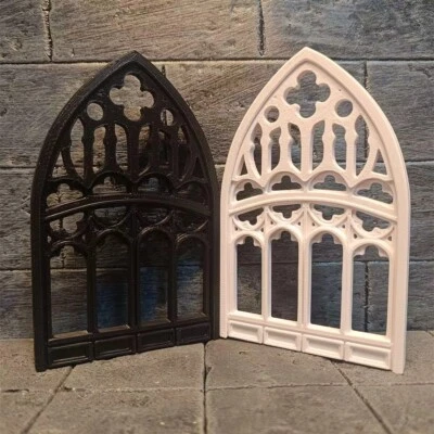 2PC 1/12 Scale Dollhouse Miniatures Accessorie Unpainted Gothic Windows Building - Image 1 of 4