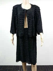 NEW - R&M Richards - Size 2X - 2-Pieces Scall Ruff J Dress - Black - Picture 1 of 3