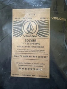 New Volcom Solver Black Modern Straight Jean Men's 30 X 32 Skateboard Pants NIP - Picture 1 of 5