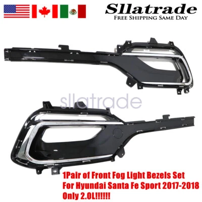 FIT Hyundai Santa Fe Sport 2017-2018 Set of 2 Front Fog Light Bezels Set Pair！ - Image 1 of 4