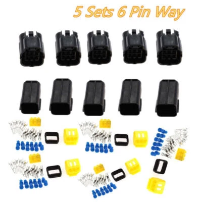5 Kits 6 Pin Way Sealed Waterproof Electrical Wire Connector Plug Terminal Set - Image 1 of 4