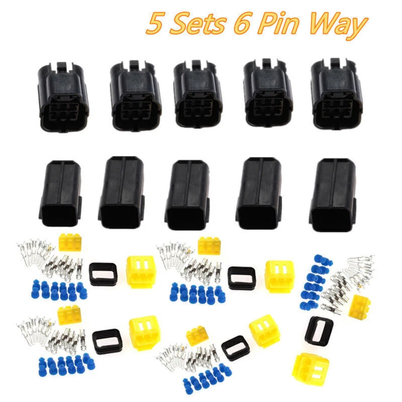 5 Kits 6 Pin Way Sealed Waterproof Electrical Wire Connector Plug Terminal Set - Image 1 of 4