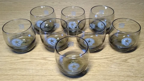 Set of 8 Dallas Cowboys NFL Smokey Drinking Cocktail Glasses Roly Poly Cover