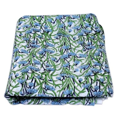 10 Yard Floral Block Printed Handmade High Quality Indian Textile Cotton Fabric - Image 1 of 4
