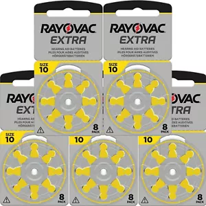 40 x Rayovac AC10 ZA10 YELLOW Hearing Aid Batteries 10 10au PR70 V10 DA230 - Picture 1 of 4