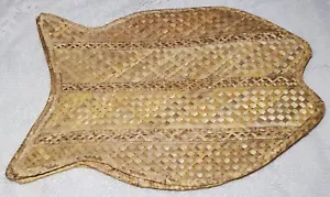 4 handgefertigte signierte Tischsets Abaco Stroh Fisch Rattan Korb Strand tropisch Vintage - Bild 1 von 7