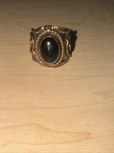 Janya Black Onyx Silver plated brass Cuff Ring India Adjustable - Picture 1 of 5