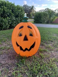 Vintage 80er beleuchtete Blasform JackLaterne Kürbis 24" Halloween GETESTET & FUNKTIONIERT - Bild 1 von 8