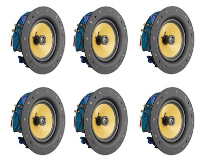 6 Pack - TDX 8" 2-Way Ceiling Wall Home Theater Speaker Flush Mount White New