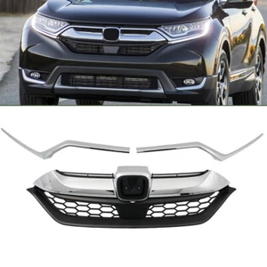Fit 2017 18 2019 Honda CRV CR-V Front Chrome Grille Grill w/ Eyelid Molding Trim - Picture 1 of 13