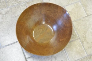 17 Inch Walnut Hand Turned Handmade Bowl with Turquoise Inlay Wooden Bowl - Picture 1 of 10