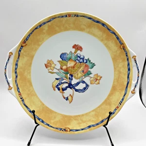 Borghese by Bernardaud Limoges France - Handled Cake Plate Yellow Band - 11" - Picture 1 of 12