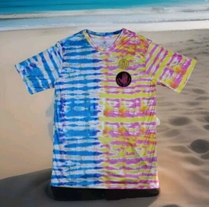 Men's Body Glove Rash Guard UPF 50+ Swim Shirt Split Tie Dye Bright Blue - Picture 1 of 18