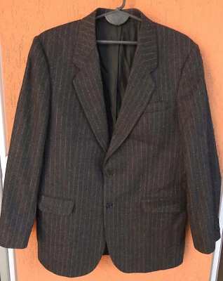 Vintage Savile Row Jacket Blazer Sport Coat Gray Wool Striped Dormeuil (L) - Image 1 of 4