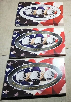 (1) 2000 PLATINUM EDITION QUARTERS & (2) 2000 GOLD STATE QUARTERS 5 COIN SETS  - Image 1 of 4
