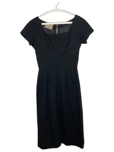 Vintage Jeunes Filles I Magnin Dress Black Wool Midi 24” Waist best fits XS S - Picture 1 of 11