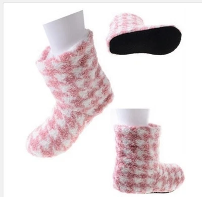 1 par de calcetines cómodos y difusos con diseño de pata de gallo para mujer Foto 1 de 2