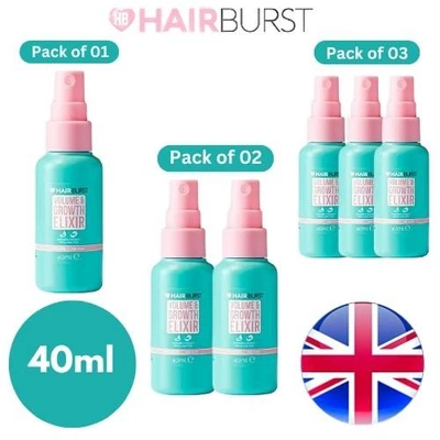 Hairburst Volume & Growth Elixir Increase Density, Heat Protection - Pack of 1-3