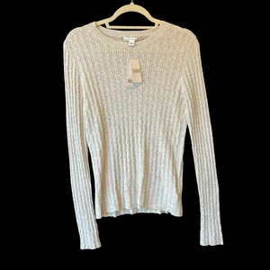 Banana Republic Pullover neu mit Etikett Angoramischung grau groß leicht Zopfmuster - Bild 1 von 6
