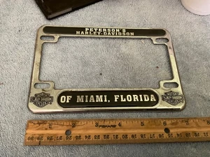 Peterson s Harley Davidson Motorcycle License Plate Frame Metal Miami Florida - Picture 1 of 7