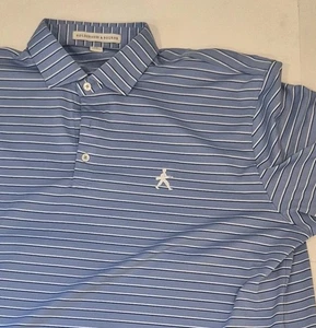 Holderness & Bourne Polo Shirt Mens 2XL XXL Blue Striped Stretch Embroidered - Picture 1 of 9