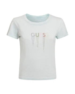 Guess Embroidered Logo Short Sleeve Tee Women Green Shirts - Image 1 of 4