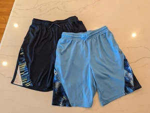 Boys' Basketball Shorts (Set of 2 in Size XL 14) for Soccer Navy & Light Blue - Picture 1 of 5
