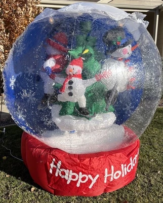 Gemmy 6' Airblown Inflatable Snowman Rotating Snow Globe Lights Up Christmas - Image 1 of 4