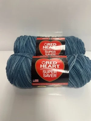Red Heart Super Saver yarn 141g 244yds multicolor Blue Tones - Image 1 of 4