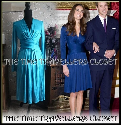 Abito di fidanzamento ISSA LONDON vintage acquamarina seta cravatta UK12 US8 ASO ROYAL - Immagine 1 di 4