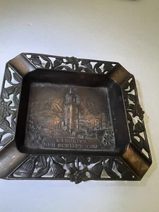 Vntg St. Moritz “the Leaning Tower”SOUVENIR COPPER METAL ASHTRAY Switzerland - Picture 1 of 5