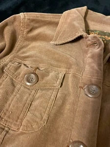 Plugg womens M cordoroy jacket tan stretch fitted blazer button up Juniors coat - Picture 1 of 8