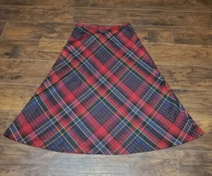 Vintage Lauren Ralph Lauren Wool Maxi Skirt Size 16 Red Tartan Plaid W / Pockets - Picture 1 of 10