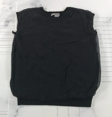 Жилет женский Vince очень маленький черный вязаный с подкладкой круглый вырез шелковый легкий - Изображение 1 из 4