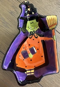 Cute Halloween Candy Dish School Witch Hat & Broom Desk Decor 7.75"x 5" x 2.25" - Picture 1 of 8