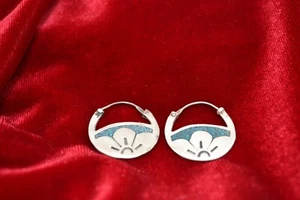 orecchini antichi in argento sterling turchese - Foto 1 di 4