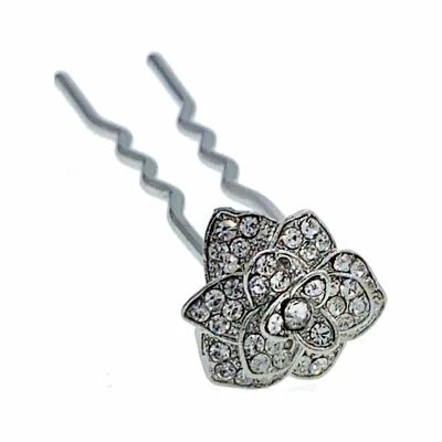 EE. UU. Estrás Cristal Rosa Flor Palo de Pelo Horquilla Boda Novia Baile de graduación Giro Foto 1 de 4