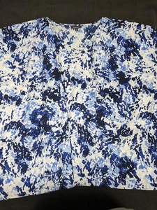 ROAMAN'S Women's Top Size 18 Blue Tie Dye Polyester Coverup Kimono Blouse NWOT - Picture 1 of 17