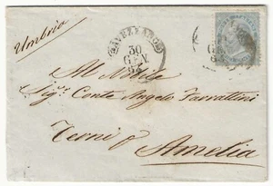 1863 Regno d'Italia - 15 c. De La Rue Londra su busta con annullo di Avezzano - Foto 1 di 2