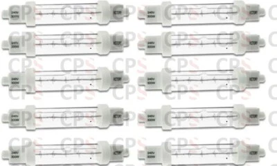 10 x Catering Gantry Heat Lamp Jacketed Push Fit 300W 118mm R7S 240V Victory