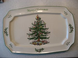 Plato rectangular grande diseño árbol de Navidad Spode Feliz Navidad 15"Lx10"W - Imagen 1 de 7