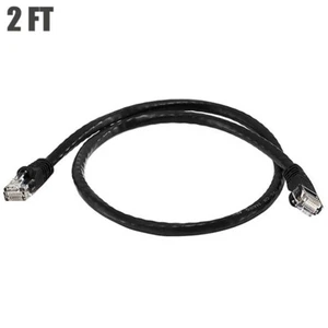 2FT Cat5E RJ45 Network LAN Ethernet UTP Patch Cable Stranded Copper Wire Black - Picture 1 of 2