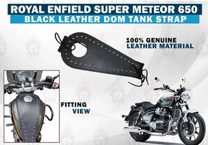 100% "Genuine Leather Dom Tank Strap" Fit For Royal Enfield Super Meteor 650 - Picture 1 of 9