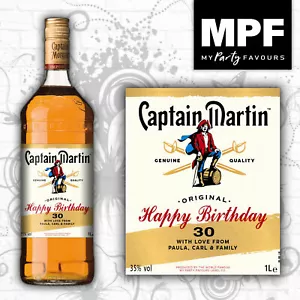 Personalised Birthday Captain Jamaica Spiced Rum label - old style - Picture 1 of 12